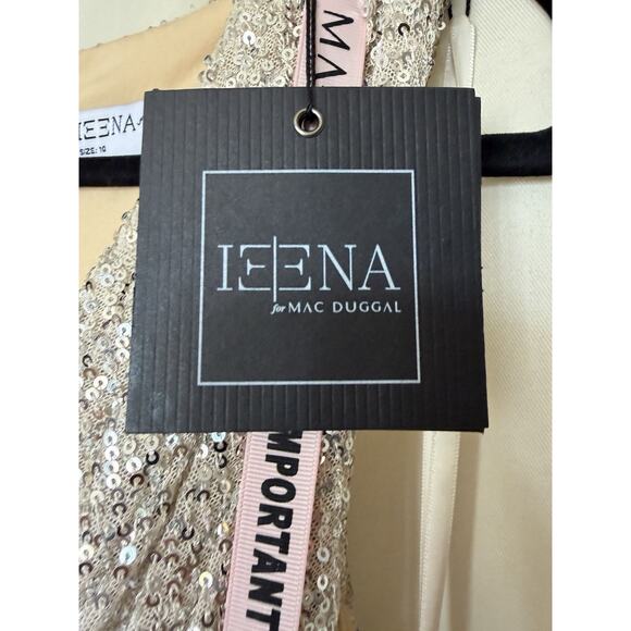 Mac Duggal 26598 Evening Gown V-Neck Faux Wrap Nude Silver Sequin Size 10 NWT - Picture 14 of 16